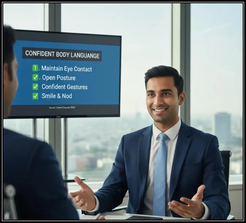 Body language tips for delivering tell me about yourself answer effectively