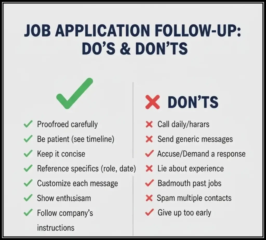 Professional do's and don'ts when following up after job application