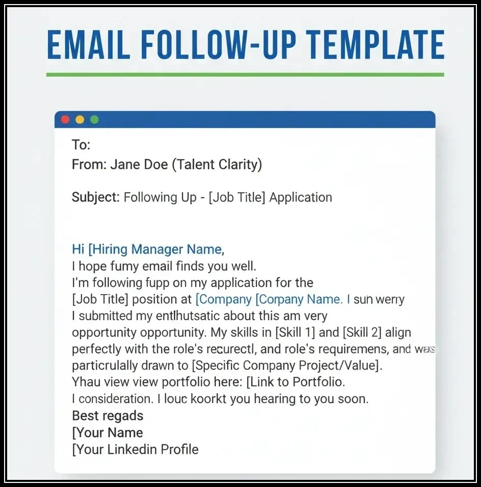 Professional email templates to follow up after job application for freshers