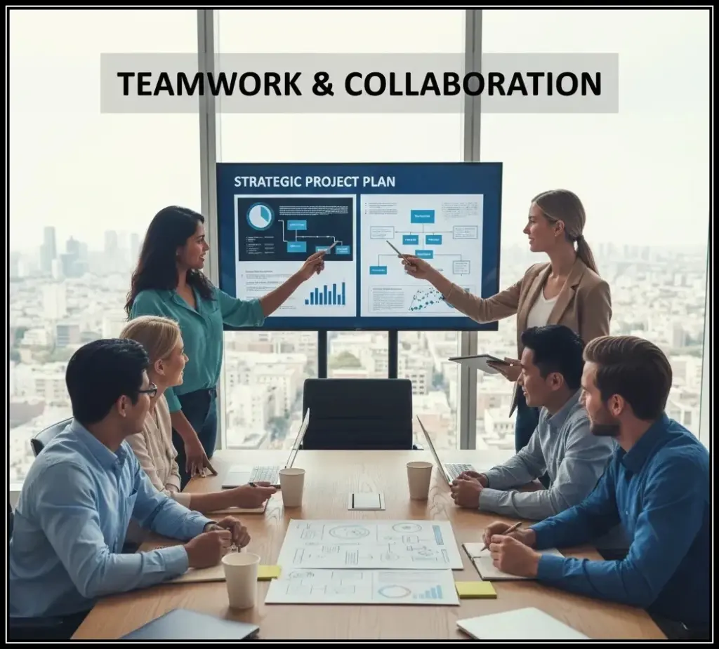 Professional team collaboration and teamwork skills valued in HR interviews for freshers